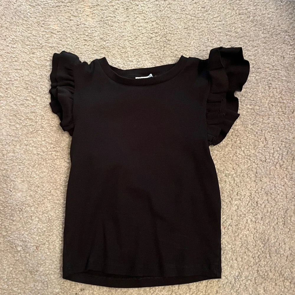 Black Ruffle Sleeve Top - Picture 1 of 3